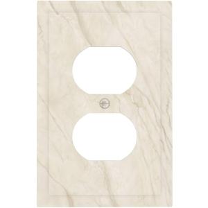 White Taupe Marble Abstract Luxury Outlet Covers 1 Gang Duplex Light Switch Cover Decorative Switch Plates Electrical Receptacle Faceplate Wall Plate for Bathroom Kitchen Home Decor