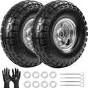 10" Heavy-Duty Replacement Tires, 4.10/3.50-4" for Gorilla Carts,Hand Trucks,Generators,Lawn Mowers & Garden Wagons - Double Sealed Bearings, 5/8" Axle Bore Hole - Pneumatic Air Tires (2 Pack), 2pcs