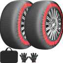 Snow Socks for Tires, Anti-Skid Tire Socks, Snow Traction Device for Passenger Cars Trucks Winter Emergency Accessory, Pack of 2