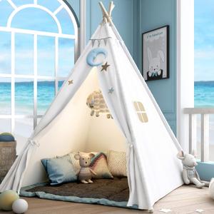 Teepee Play Tent for Kids with Carry Case, Foldable Girls Playhouse Toy Tent, Gift for Baby Toddler to Play Game Indoor and Outdoor