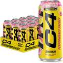 C4 Performance Energy Drink, Pink Lemonade Zero Sugar Carbonated Pre-Workout Energy, 200mg Caffeine with Beta Alanine, 16 Fl Oz Cans (12 Pack) (EXP 09/09/27)