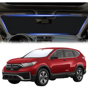 Upgraded Windshield Sun Shade for Honda CR-V 2017-2022 Premium 310T Reflective Polyester UV Blocker Custom Fit Foldable Sunshade Protects Dashboard, Cools Interior & Blocks Heat