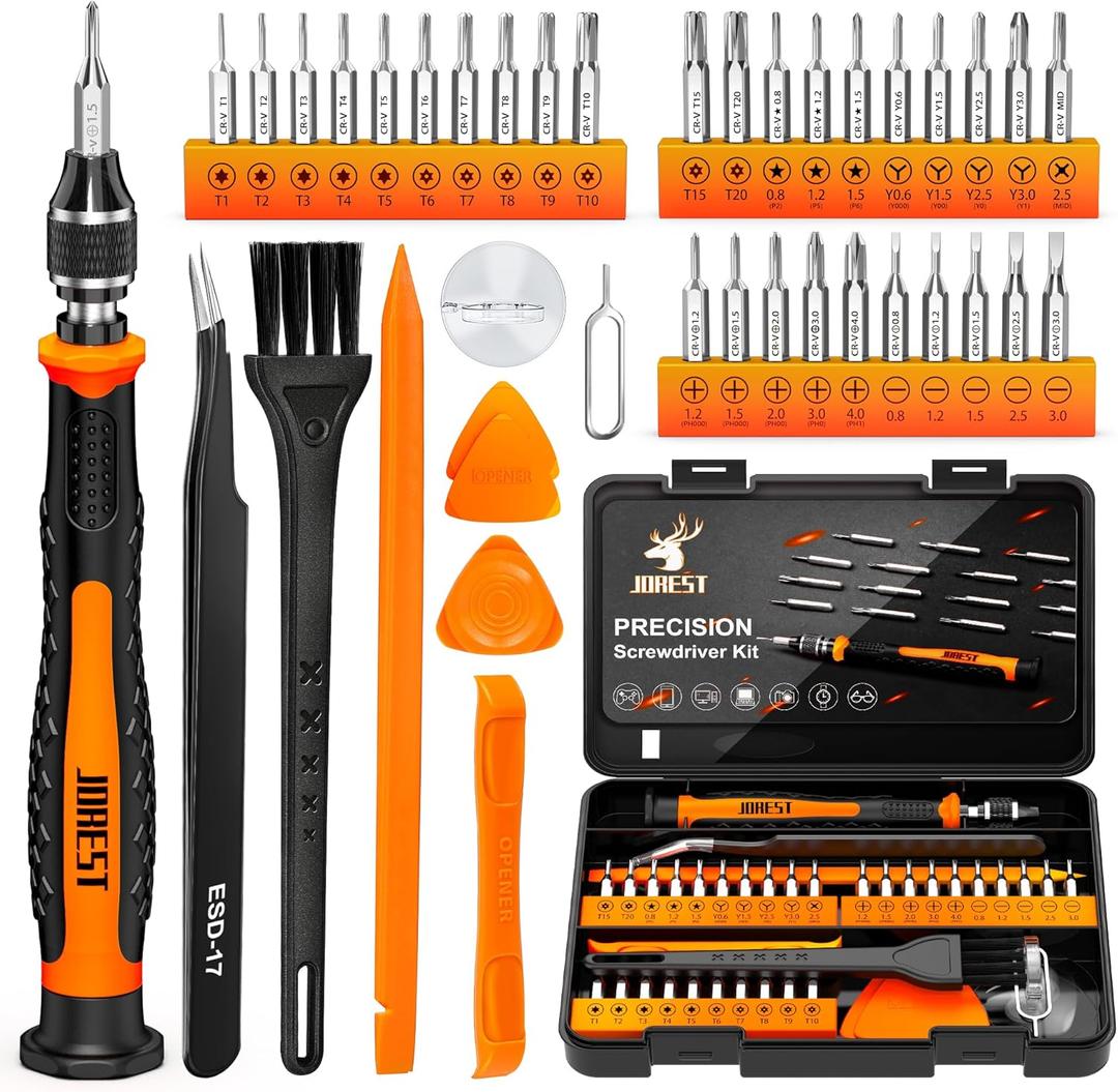 JOREST 40 Pcs Small Precision Screwdriver Set with Torx Triwing Phillips, Mini Repair Tool Kit for Macbook, Computer, Laptop, PC, iPhone, PS5, Xbox, Switch, Glasses, Watch, Ring Doorbell, Electronics