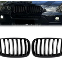 Front Grill Grille Compatible with 2007-2013 BMW X5 E70 2008-2014 BMW X6 E71,ABS Front Kidney Grille Single Slats Gloss Black Kidney Hood Bumber Grill Replacement