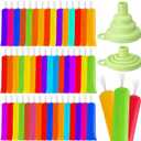 Hoolerry 600 Pcs Disposable Ice Lolly Bags Plastic Mold Ice Cream Bags with Silicone Foldable Funnel for Making Candy Yogurt Freeze Lolly(2.8 x 11.8 Inch)