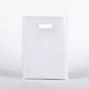 Dyfhoju 100 Pcs 2.5 Mils White Small Plastic Bag for Business with Die Cut Handle 6 x 8 in Reusable Thick Merchandise Shopping Bag for Retail Glossy Boutique Treat Goodie Gift Wrapping Party