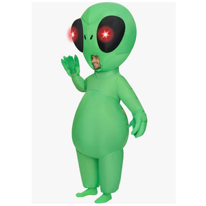 Spooktacular Creations Adults Halloween Inflatable Costumes with Light Up Eyes, Scary Alien Blow Up Costumes for Men, Full Body Green Inflatable Suit with Gloves for Cosplay Alien Themed Parties, Child (7-10 Years)