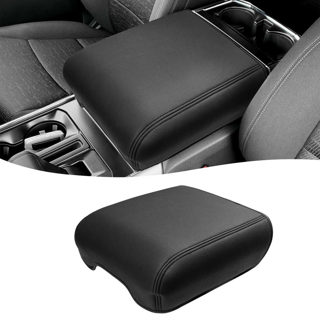 Center Console Cover for 2021-2026 Ford F150 Accessories, Vinyl Leather Middle Armrest Cusion Protector, Anti-Scratch, Bucket Seat Only(not for Work Station)
