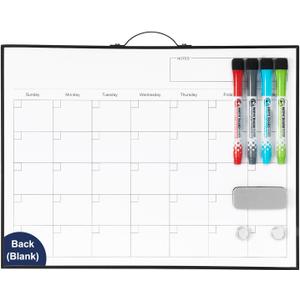 TSJ OFFICE White Board Calendar - 12 X 16 Inches Magnetic Dry Erase Board Monthly Calendar, Double Sided Whiteboard with a Handle, to Do List Notepad for Office, Home, School, Black Aluminum Frame