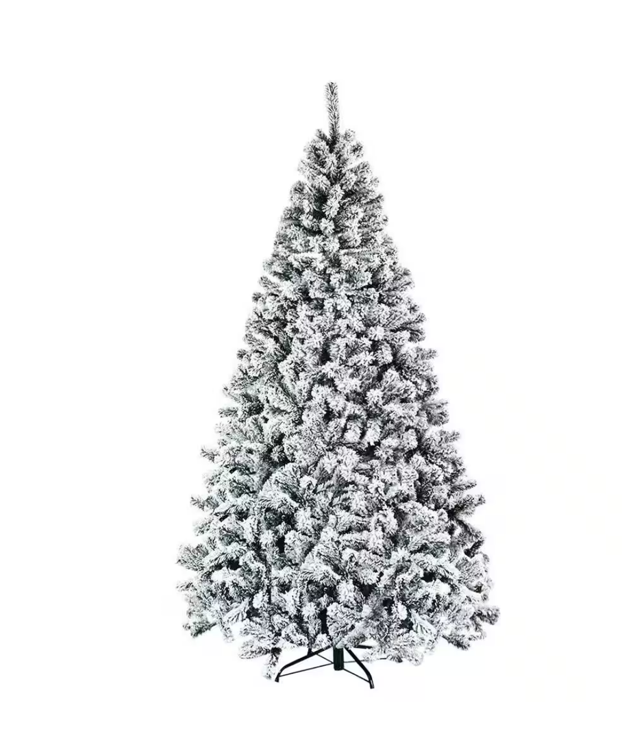 7.5 ft. Unlit Premium Snow Flocked Hinged Artificial Christmas Tree with Metal Stand