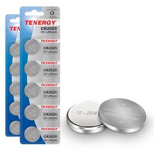 Tenergy 3V CR2025 Batteries, Lithium Button Coin Cell 2025 Battery, for Key FOBs & Other Devices, 10 Count