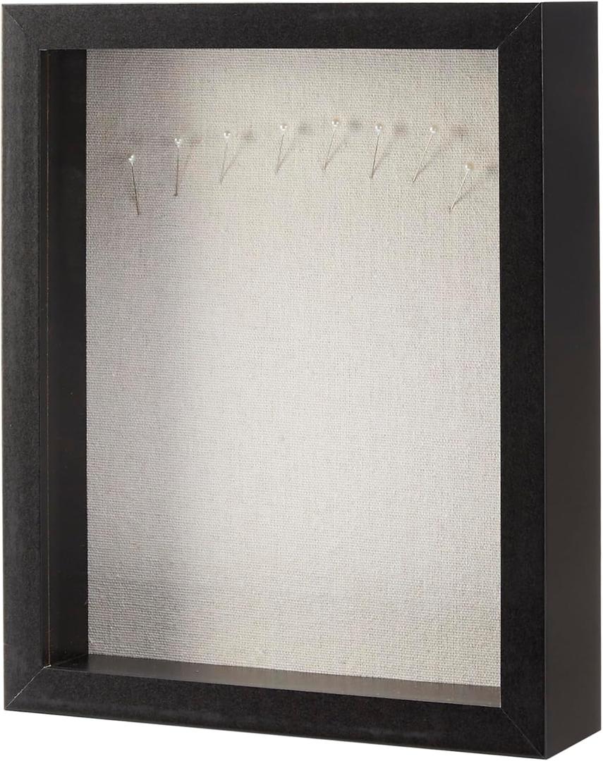 Amazon Basics Shadow Box Wood Rectangular Frame, 8" x 10", Black