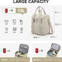 NOL Natural Organic Lifestyle Lunch Bag for Women - Large Double Deck Insulated Lunch Box Leakproof Reusable Lunch Cooler Puffer Lunch Tote Bag with Multiple Pockets for Work Picnic, Khaki
