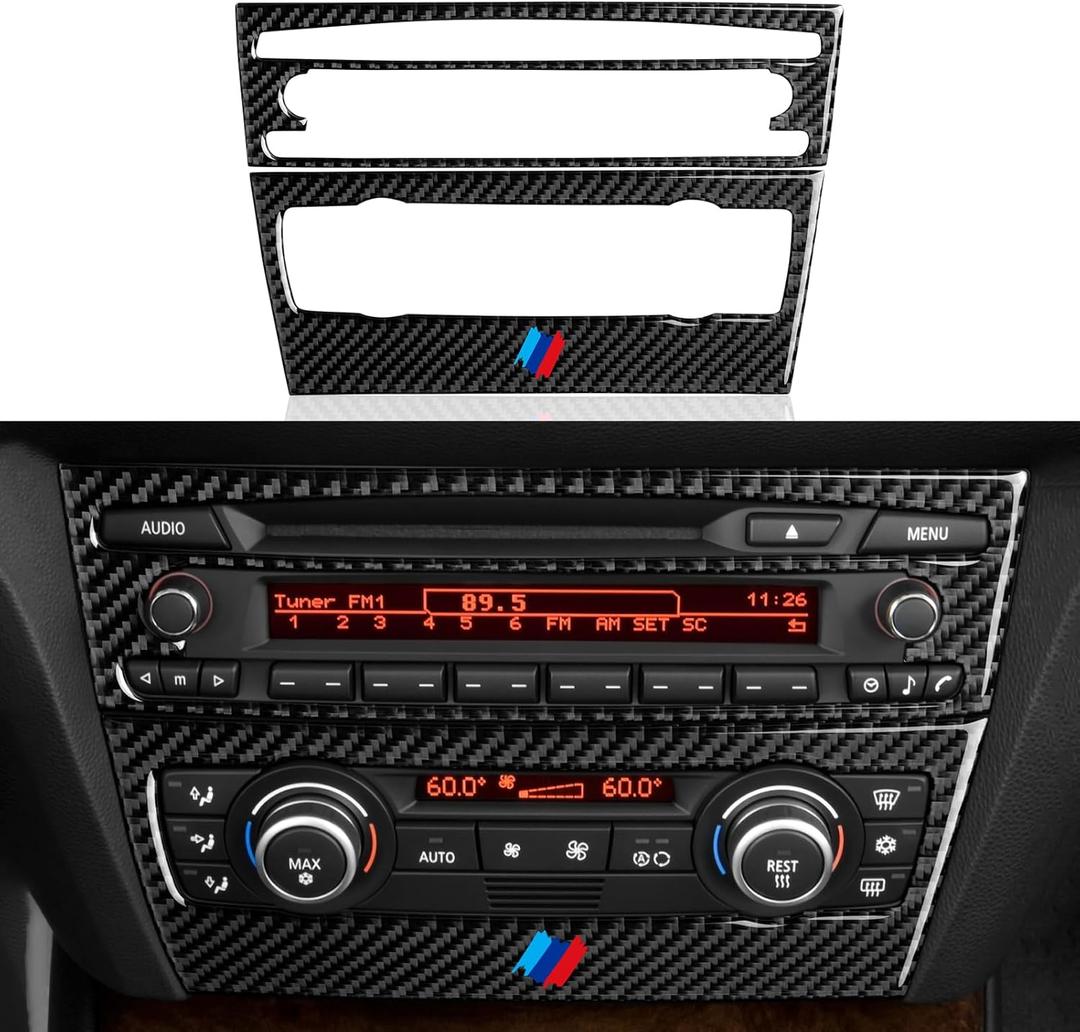 Car CD Panel Cover Sticker Carbon Fiber Decal Trim fits for BMW E90 E92 E93 2005 2006 2007 2008 2009 2010 2011 2012 Interior Accessories (Style C)