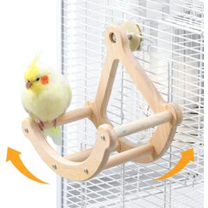Bird Perch Toy, Interactive Rocking Parakeet Toys and Perches, Wooden Exercise Cockatiel Toys, Intelligence Birds Enrichment Toy for Parrot, Bird Cage Accessories Perch for Budgies Conure