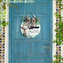 AceOrbit Welcome Sign for Front Door Bless This Home and All Who Enter Rustic Wood Wall Hanging Outdoor Decor Christian Fence Decorations Hanging Gift for Spring Summer All Seasons