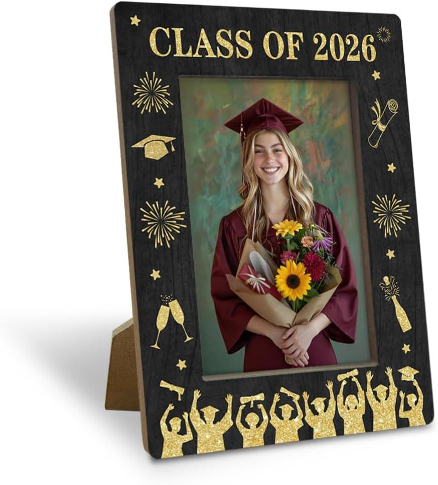 Class of 2026 Graduation Picture Frame, Graduation Wood Photo Frame, Graduate Gifts for High School College University, Fitting a 4x6 Inch Photo