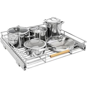 Pull out Cabinet Organizer, 21"W X 21"D, Heavy Duty Smooth Sliding Under Cabinet Shelves for Pots and Pans, Full-Extension Roll out Drawers, Slide out Organization for Home Kitchen Pantry