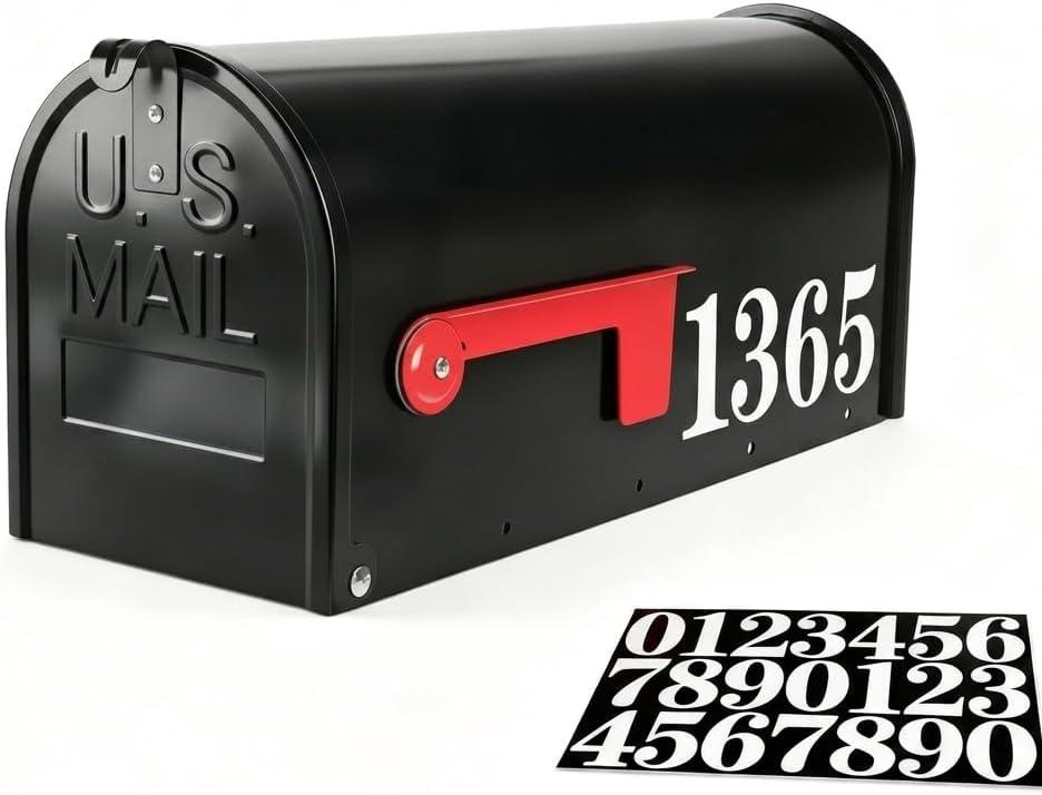 Mailbox for Outside,Black Metal Mail Box,Post Mount Outdoor Mailbox