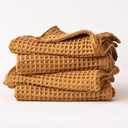 Premium Waffle Hand Towels Pack of 4 Extra Large 20x35 inch - 100% Turkish Cotton, Waffle Weave, Quick Dry, Lint Free, Super Absorbent, Thin Hand Bath Towel (Caramel, Set of 4 Hand Towels)