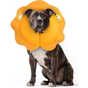 MIDOG Dog Cone Collar for Large Medium Dogs, Soft Inflatable Dog Cone Alternative After Surgery, Adjustable Protective Recovery Cone - Alternative E Collar Does Not Block Vision (Lion,L)