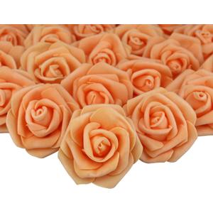 3 x 1.6 x 3 inches 100pcs DIY Real Touch 3D Artificial Foam Rose Head Without Stem for Wedding Party Home Decoration (Orange)