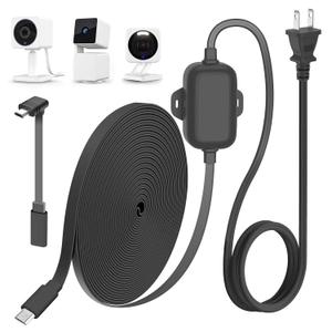 WYZE 25FT Outdoor Power Adapter for Cam V4, OG/V3/V3 Pro, L-Shape Micro USB Extension Cable for Pan V3, Replace for Plug, IP67 Waterproof Flat Cable Charge Your Camera