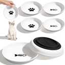 6pcs Cat Food Bowl No Spill Ceramic Cat Bowls Shallow Plates Anti Whisker Fatigue Cats Bowl Set Cats Dishes with Nonslip Silicone Bottom Shallow Wide Kitten Plates for Feeding Indoor Food Water