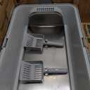 2 Pack XL Stainless Steel Litter Box with High Sides Shield for Multi Cat, Extra Large Tall Wall Open Top Deep Metal Pan for Big Cats, Anti-Leak Non-Stick Odor Control, 2 Scoops Included, Gray