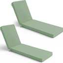 Summsun Chaise Lounge Cushions Outdoor Set of 2 - Waterproof and Fade Resistant Sun Lounger Replacement Cushions - Patio Lounger Pads with Removable Cover for Pool, Deck, 72 x 21 x 3 Inch, Sage Green