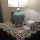 Damanni Rectangular Cotton Handmade Crochet Lace Table Runner Doilies Table Dresser Scarf Dcor,19 Inch by 24 InchBeige