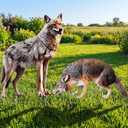 2 Pack Coyote Decoy 23.6 Inch Fake Predator Hunting Decoy with 6 Metal Stakes 2D Realistic Coyote to Scare Geese Deterrent Mouse Rabbits Small Animals Yard Ornament