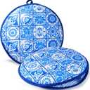 Tortilla Warmer Pouch 2 Pcs,12 Inch Mexican Insulated Cloth Pouch for Tortillas, Tacos, Naan, and Pizza Rolls, Microwavable Fabric Bag Keeps Food Warm Blue