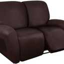 ANARACHON Loveseat Recliner Cover Leather Look Recliner Loveseat Covers Recliner Sofa Cover for 2 Seater Reclining Couch Spandex Fabric Washable 6 Pieces (2 Seater, 01 Chocolate)