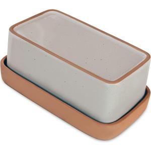 Mora Ceramic Two-in-One Butter Dish with Lid, Covered Butter Crock Container to Leave on Countertop - Large Storage Keeper/Holder for Kitchen, Gifts for Her, Butter Tray For Counter - Chai