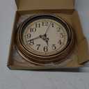 Plumeet Retro Wall Clock, 12'' Non Ticking Classic Silent Vintage Wall Clocks Decorative Kitchen Living Room Bedroom - Battery Operated (Copper Gold)