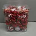 Christmas Ball Ornaments Set Assorted Shatterproof Ornaments 63 PCS Shaped Styles Xmas Tree Holiday Decorative,Red