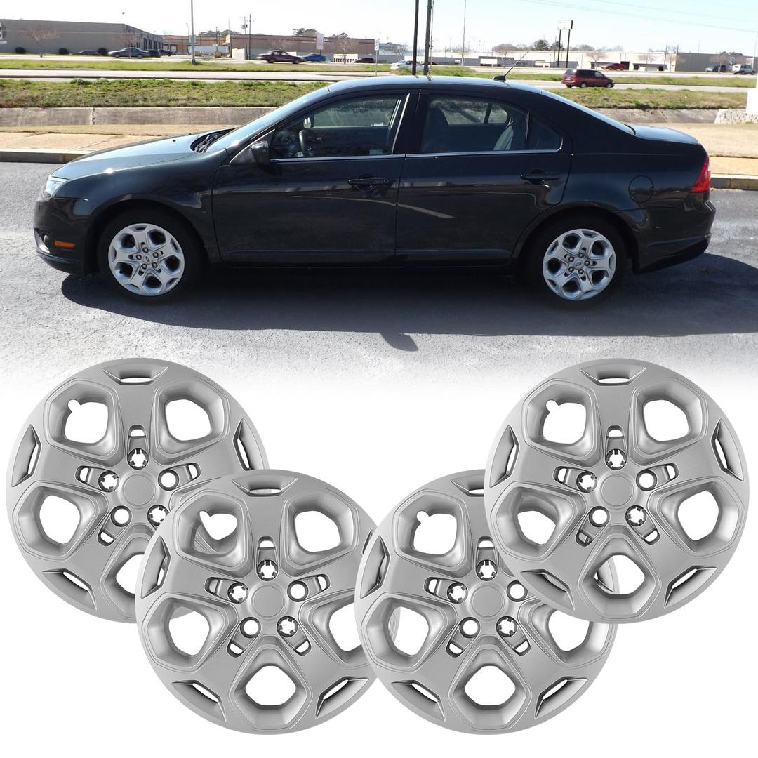 17" Hubcaps Wheel Covers for 2010-2012 Ford Fusion, ABS Hubcap Replacement for 10-12 Fusion Set of 4, 17 inch Sliver