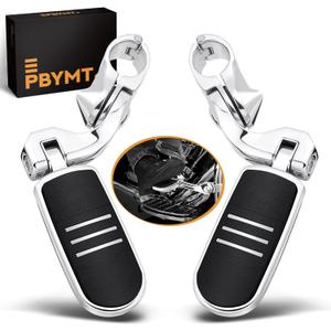 PBYMT Highway Pegs Short Angled 304 Stainless Steel, Highway Footpegs Footrest Fit For 1''&1.25''(25/32mm) Crash Bars Compatible with Harley Davidson Touring Chrome