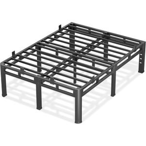 20 Inch King Size Bed Frame, Double Layer Heavy Duty Bed Frames 4000 lbs Capacity, Metal Platform bedframe with Headboard Holes, Round Corner Legs, Mattress Slide Stopper, Easy Assembly