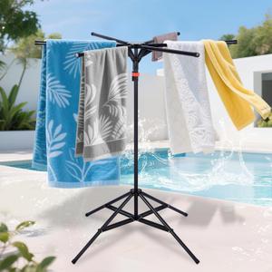 Pool Towel Rack Outdoor, Heavy Duty Outdoor Towel Rack,Adjustable 75 in Free Standing Rack for Pool Spa, Drying Swimsuits