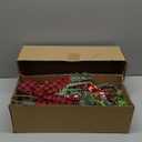 Christmas Teardrop Swag Decorations, Christmas Teardrop Wreath Artificial Bells Pinecones Berries Hanging Decor, Red Checked Bow Swag Decorations for Front Door Mantle Wall Indoor Home Decor