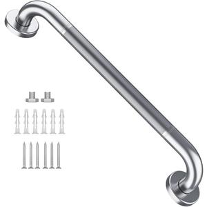 16 Inch Anti Slip Shower Grab Bar, Munzong Stainless Steel Bathroom Grab Bar, Satin Brushed Nickel Knurled Bathroom Balance Bar, Safety Hand Rail Support Handicap Elderly Senior Assist Bath Handle