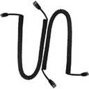 2-Pack Heavy Duty 6P6C Anti-Tangle Telephone Cord, 1.3 ft Coiled RJ12 Male to Male Cable for Landline Phones, 26AWG 6-Conductor with Gold-Plated Contacts, Matte Finish (Black)