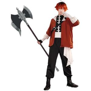 Wecos Men Role Cos Anime Cosplay Red Coat wiht Black Outfit Full Set for Halloween Party, Size: Medium