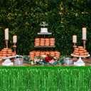 6 Pack 29x108 Inch Green Metallic Foil Fringe Table Skirts Banner for Tinsel Streamer Garland Curtains Backdrop for Parade Floats Wedding Baby Shower Birthday Christmas Halloween Party Decoration