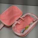 Chenille Letter Clear Makeup Bags Face Pouch, Preppy Patch Makeup Bag Zipper with Handle, Transparent PVC & Nylon Waterproof Glitter Cosmetic Handbag Travel Toiletry Storage for Women Girl(FACE-Pink)