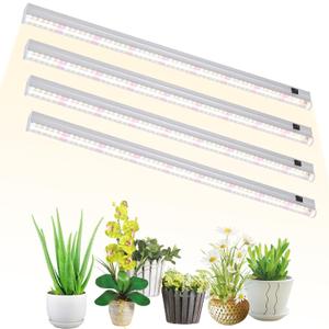 T5 Grow Lights, 2FT 60W (415W, 500W Equivalent), Full Spectrum Grow Lights for Indoor Plants, 4000K, Plug and Play, Easy to Install, for Greenhouse & Plant Shelves (4 Pack)