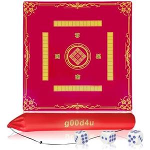 Mahjong Mat, 3mm Thick Noise Reducing Mahjong Mat for Tables 31.5x31.5 Inch Waterproof Surface with Drawstring Storage Bag - Durable Non-Slip Design for Poker Cards Dominoes and Tile Games (Red)