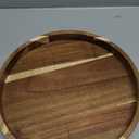 Acacia Wood Round Serving Tray, 13.8" Charcuterie Board with Rim, Decorative Centerpiece for Ottoman, Coffee Table, Couch, Kitchen Island, Round Serving Platter, 1 Pack